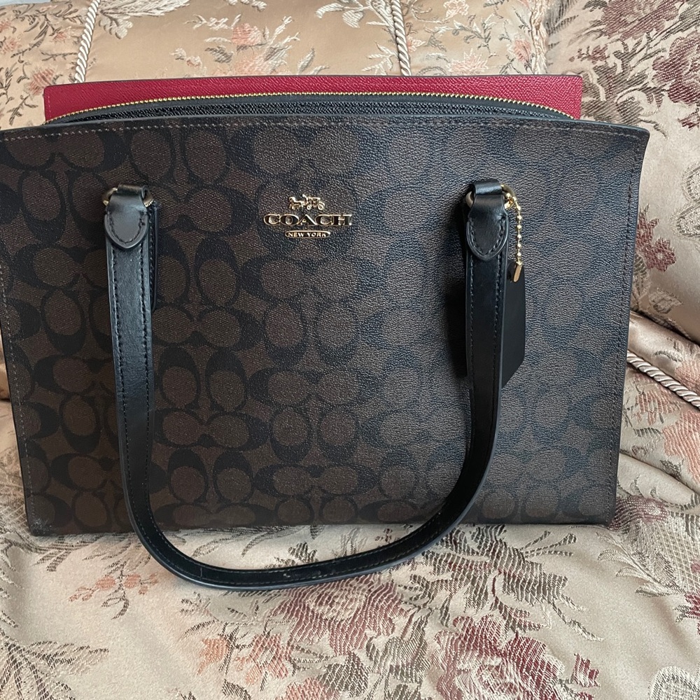 Coach Tatum Carryall In Signature Canvas Brown Black